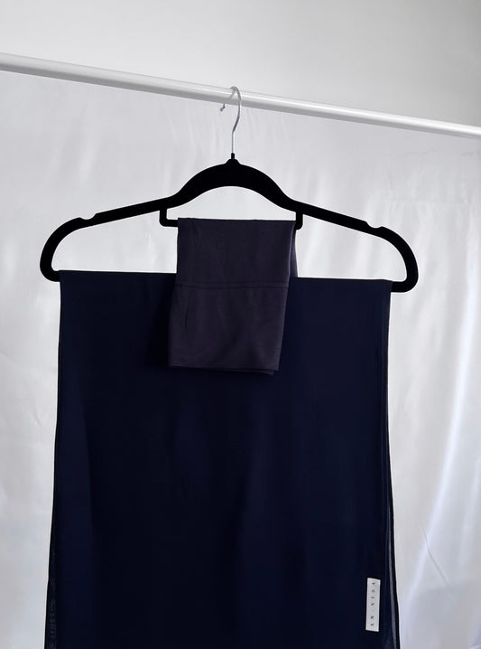 Navy Blue Matching Modal Hijab Set